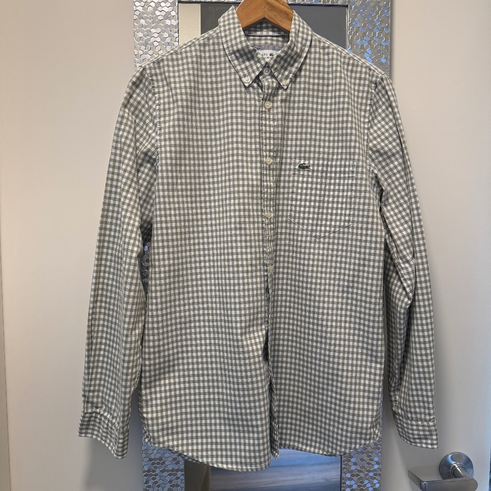 Men's Lacoste gingham green_shirt_size small